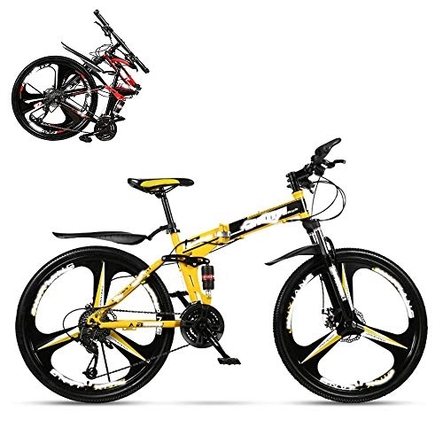 Folding Mountain Bike : JYCTD Folding Adult Bicycle, 24 Inch Variable Speed Mountain Bike, Double Shock Absorber for Men and Women, Dual Disc Brakes, 21 / 24 / 27 / 30 Speed Optional