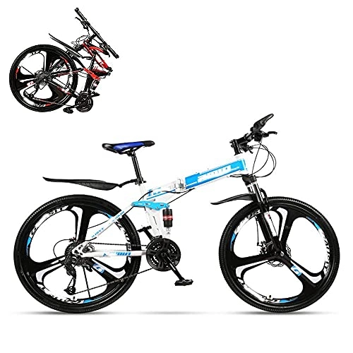 Folding Mountain Bike : JYTFZD WENHAO Folding Adult Bicycle, 24 Inch Variable Speed Shock Absorption Off-road Racing, with Front Shock Lock, Multi-color Optional, Suitable for Height 150-170cm (Color : Blue)