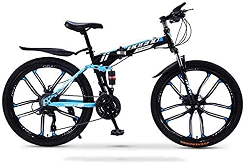 Folding Mountain Bike : JYTFZD WENHAO Mountain Bike Folding Bikes, 30-Speed Double Disc Brake Full Suspension Anti-Slip, Off-Road Variable Speed Racing Bikes for Men and Women (Color:E, Size:24IN) (Color : G)