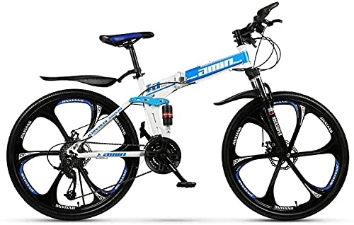 Folding Mountain Bike : JZTOL Folding Mountain Bike, Outdoor Off-road 26-inch 21-speed Dual-shock Integrated Pedal Bike, Suitable For Mountain And Road (Color : Ldldpbl, Size : 26ycx17yc)