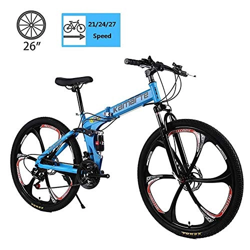Folding Mountain Bike : KAMELUN Moutain Bike Bicycle 21 Speed MTB 26 Inches Wheels Adult Student Outdoors Sport Cycling Road Bikes Exercise Bikes Hardtail Mountain Bikes, Blue, 24speed