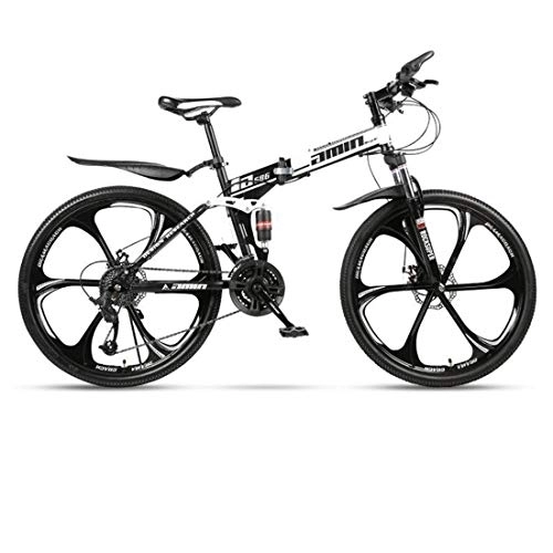 Folding Mountain Bike : Kays Mountain Bike, Foldable Hardtail Bicycles, Dual Disc Brake And Double Suspension, Carbon Steel Frame (Color : White, Size : 21-speed)