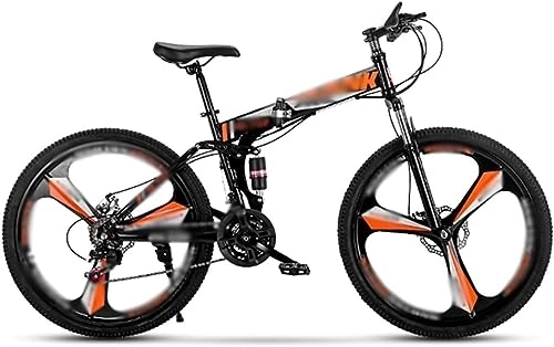Folding Mountain Bike : Kcolic Folding Bike High Carbon Steel 24 Inch 21 Variable Speed Wheel Mountain Bike Double Shock Absorption Adult Outdoor Bicycle A, 24inch