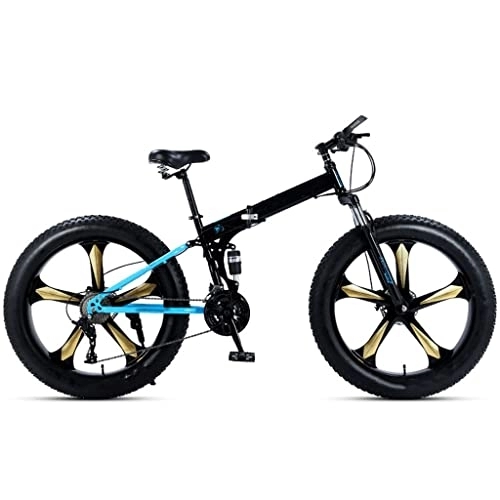 Folding Mountain Bike : KDHX Folding Mountain Bike 26 Inch 30 Speed Soft Tail Frame High Carbon Steel Frame Double Disc Brake Outroad Bicycle for Adult (Color : Black and yellow - three knife wheel)