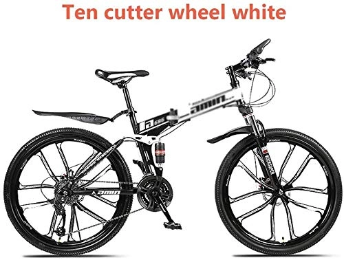 Folding Mountain Bike : KEMANDUO 24 / 26 mountain biking, off-road racing dual shock-absorbing, 21 / 24 / 27 / 30 black and white ten cutter wheel speed folding bicycle MTB, 24 speed, 26inches