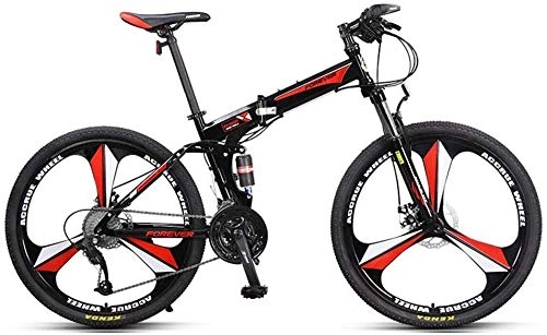 Folding Mountain Bike : KKKLLL Foldable Mountain Bike Bicycle Speed Off-Road Double Shock Disc Brakes Adult Male26 inches