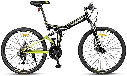 Folding Mountain Bike : KKKLLL Folding Mountain Bike Off-Road Bicycle Front and Rear Shock Double Disc Brakes Soft Tail Frame Student Adult Bicycle 24 Speed