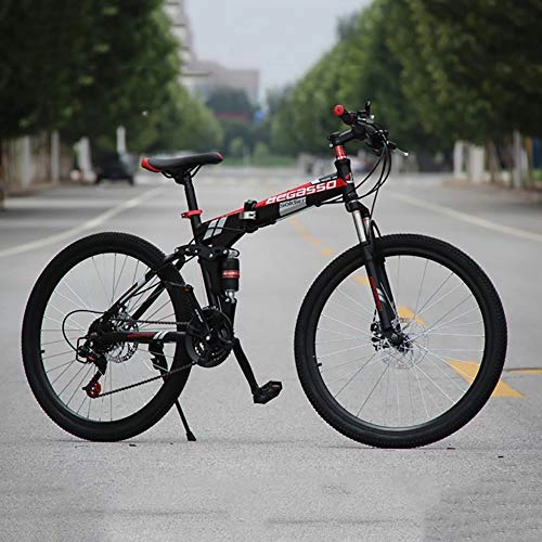 Folding Mountain Bike : KKLTDI High-carbon Steel Hardtail Mountain Bikes, Mountain Bike For Adult, Mountain Bicycle With Front Suspension Adjustable Seat Black 24", 30-speed