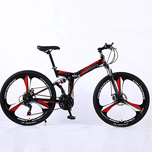 Folding Mountain Bike : KKLTDI Mountain Bicycle With Front Suspension Adjustable Seat, High-carbon Steel Softtail Mountain Bike, 26 Inch Men's Mountain Bikes Black And Red 26", 24-speed