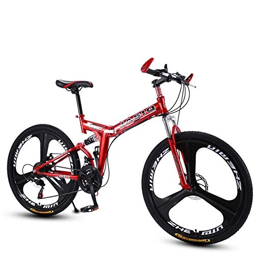 Folding Mountain Bike : KNFBOK cyclocross bike 26 inch mountain bike 21 speed Folding mountain bicycle double disc brake bike New folding mountain bike Suitable for adults red