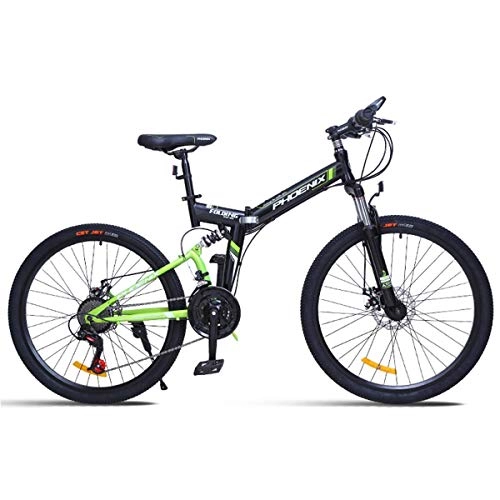 Folding Mountain Bike : KOSGK 26" Mountain Bike Unisex bicycles 24 Speeds Disc Brake with 17" Frame Black & Red, Green, 26