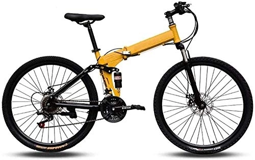 Folding Mountain Bike : KRXLL Mountain Bikes Easy To Carry Folding High Carbon Steel Frame 24 Inch Variable Speed Double Shock Absorption Foldable Bicycle-A_24 speed