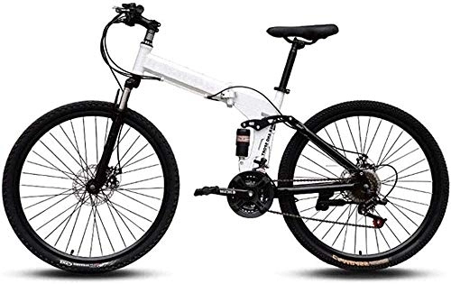 Folding Mountain Bike : KRXLL Mountain Bikes Easy To Carry Folding High Carbon Steel Frame Variable Speed Double Shock Absorption Foldable Bicycle-B_27 speed