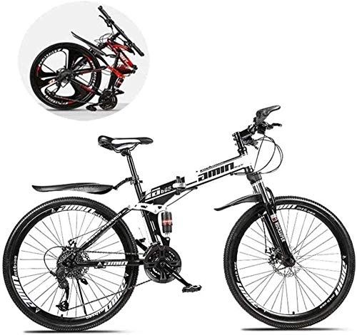 Folding Mountain Bike : KRXLL Mountain Bikes Folding 24 Inch Double Shock Absorption 21 / 24 / 27 Speed One Wheel Variable-B_21 speed