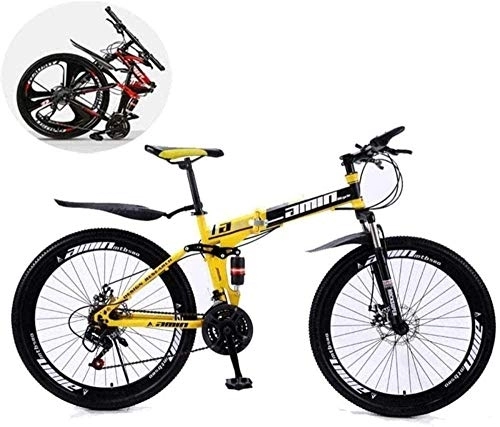 Folding Mountain Bike : KRXLL Mountain Bikes Folding 24 Inch Double Shock Absorption 21 / 24 / 27 Speed One Wheel Variable-B_24 speed