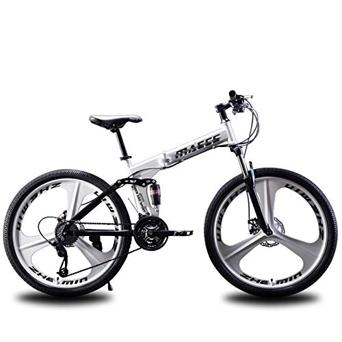 Folding Mountain Bike : KUKU Mountain Bike 26 Inch, 21-Speed High Carbon Steel Mountain Bike, Folding Mountain Bike, Adult Outdoor Bike, Suitable for Sports And Cycling Enthusiasts, White
