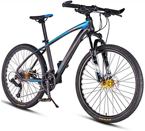 Folding Mountain Bike : Kytwn 26inch 27-Speed Mountain Bikes, Dual Disc Brake Hardtail Mountain Bike, Mens Women Adult All Terrain Mountain Bike, Adjustable Seat & Handlebar (Color : Blue)