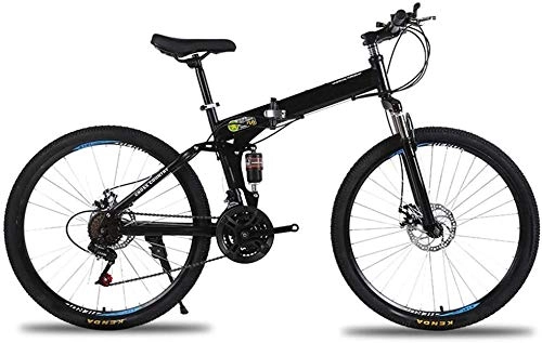 Folding Mountain Bike : LAZNG 26 Inch Mountain Bike Carbon Steel Folding Frame 24 Speed Shift Mountain Bike Bicycle Folding Bike City Commuter Bicycle Perfect for Road Or Dirt Trail Touring (Color : Black)
