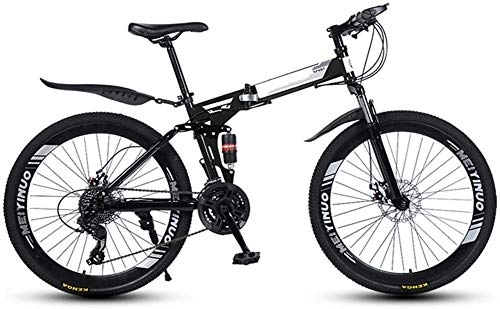 Folding Mountain Bike : LAZNG Folding Mountain Bike 21 Speed Mountain Bike 26 Inches Dual Suspension Bicycle City Commuter Bicycle Perfect for Road Or Dirt Trail Touring (Color : Black)