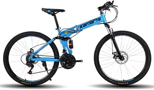 Folding Mountain Bike : LAZNG Mens MTB Mountain Bike For Adults, Sports Leisure City Road Folding Bicycle City Commuter Bicycle Perfect for Road Or Dirt Trail Touring (Color : Blue, Size : 27 Speed)