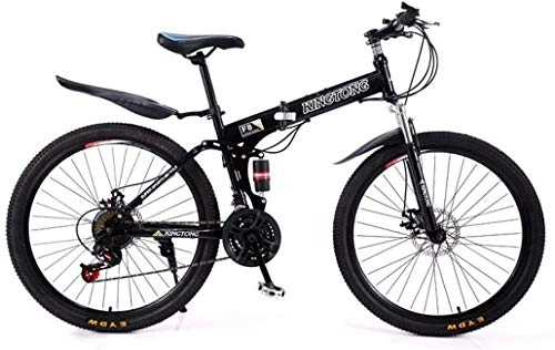 Folding Mountain Bike : LAZNG Mountain Bike Folding Bikes, 24-Speed Double Disc Brake Full Suspension Anti-Slip, Lightweight Aluminum Frame, Suspension Fork, Multiple (Color : Black1, Size : 24 inch)