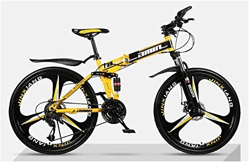 Folding Mountain Bike : LAZNG Mountain Bikes Bicycles 21 Speeds Lightweight Aluminium Alloy Frame Disc Brake Folding Bike (Color : Yellow)
