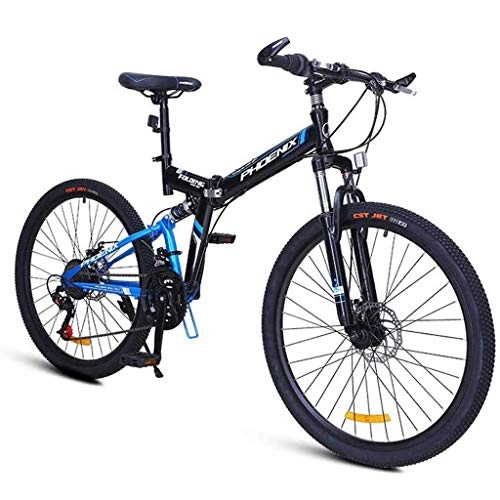 Folding Mountain Bike : LC2019 24 Inches Folding Mountain Bike Unisex Hard Frame Bicycles 24 Speeds High-carbon Steel Disc Brake With 17" Frame