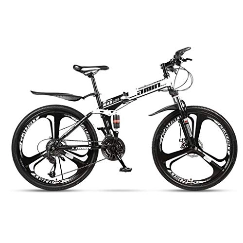 Folding Mountain Bike : LC2019 26 Inch Folding Mountain Bike For Men And Women Bicycle, Hardtail Mountain Bike, High-carbon Steel Frame And 3 Cutter Wheel (Color : 21-stage shift, Size : 26inches)