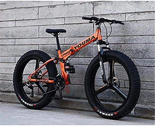 Folding Mountain Bike : Leifeng Tower Lightweight， Fat Tire Bike Folding Mountain Bike Bicycle, Full Suspension High Carbon Steel Frame MTB Bike with Magnesium Alloy Wheels Double Disc Brake Inventory clearance