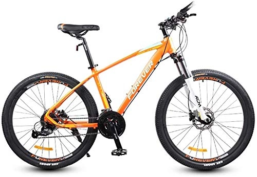 Folding Mountain Bike : LEYOUDIAN 27 Speed Road Bike, Men Women 26 Inch Racing Bicycle, Hydraulic Disc Brake, Lightweight Aluminium Road Bicycle (Color : Orange)