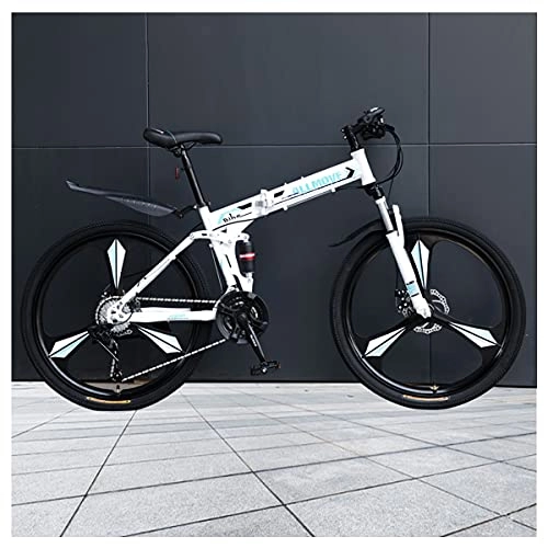 Folding Mountain Bike : LHQ-HQ Folding Mountain Bike 26" Wheel 30 Speed High-Carbon Steel Frame Dual Disc Brake Dual-Suspension Adult Bike for Height 5.2-6.2Ft, E