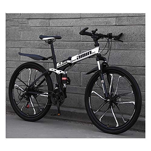 Folding Mountain Bike : LHQ-HQ Mountain Bike for men&women 26Inch 27 Speed Ten knife integrated wheel Bikes high-carbon steel folding Bicycle, White