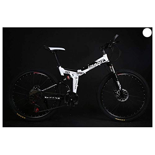 Folding Mountain Bike : LHQ-HQ Outdoor sports 26" Bicycles Full Suspension Mountain Bike, 2130 Speeds HighCarbon Steel Frame Shock Absorption Outdoor sports Mountain Bike (Color : White, Size : 24 Speed)