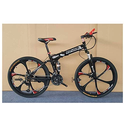 Folding Mountain Bike : LHQ-HQ Outdoor sports Folding Bicycle Mountain Bike Damping Road Cycling Adult Male And Female Students 26 Inch 21 Speed (Color : Black)