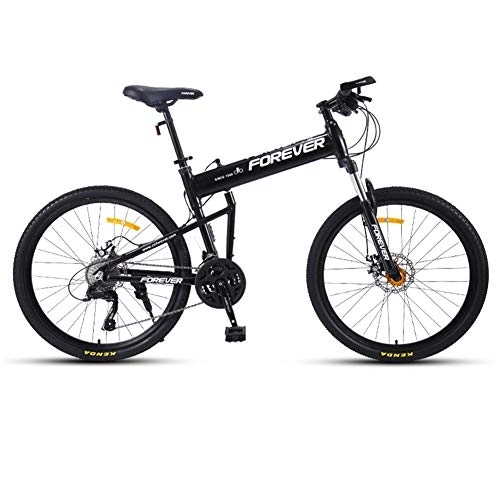 Folding Mountain Bike : LHR Folding Mountain Bike, 26-inch 30-speed Variable Speed Off-road Trekking Bike Ultra-light Portable Dual Shock Absorber Bike Adult Young Students, 3 Black