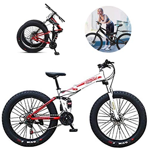 Folding Mountain Bike : LHY Folding Mountain Bike, City Bicycle, Urban Commuter Cycl ATV Transmission Damping Snow Bike Beach Bicycle Double Disc Wheel 26 / 24 inch 21 Speed, B, 24