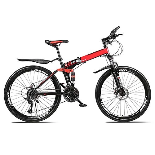 Folding Mountain Bike : LICHONGUI 26 Inches Mountain Bike Foldable Cross-country Double Shock Absorption System Trail Runner Mountain Bicycle Variety of Specifications Provide Options (Color : Spoke wheel, Size : 21 speed)