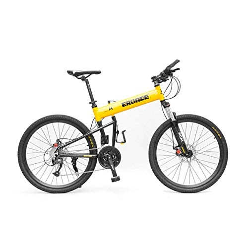 Folding Mountain Bike : Lightweight Folding 27 speeds Mountain Bikes Bicycles Shimano Alloy Stronger Frame Disc Brake, Yellow