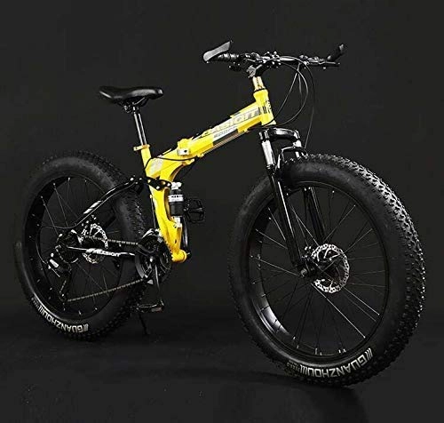Folding Mountain Bike : Lightweight Folding Mountain Bike Bicycle, Fat Tire Dual-Suspension MBT Bikes, High-Carbon Steel Frame, Double Disc Brake, Aluminum Pedals And Stems, B, 26 inches 7 speed Inventory clearance