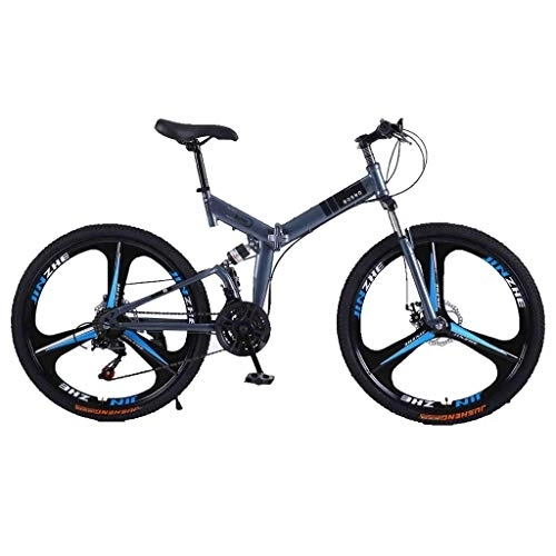 Folding Mountain Bike : LILIS Mountain Bike Folding Bike Bicycle Mountain Bike Adult MTB Foldable Road Bicycles For Men And Women 24In Wheels Adjustable Speed Double Disc Brake (Color : Gray-A, Size : 30 Speed)