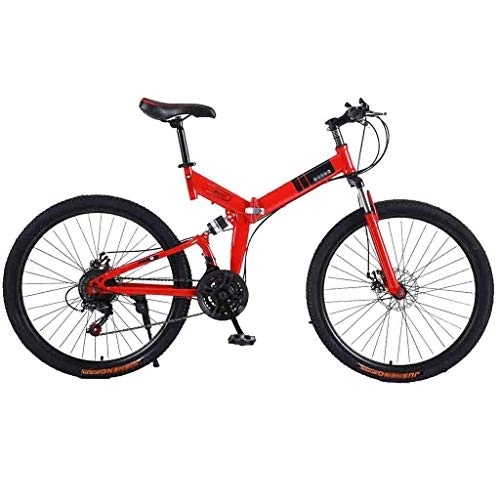 Folding Mountain Bike : LILIS Mountain Bike Folding Bike Bicycle Mountain Bike Adult MTB Foldable Road Bicycles For Men And Women 24In Wheels Adjustable Speed Double Disc Brake (Color : Red-B, Size : 24 Speed)