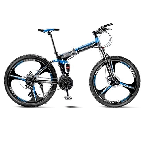 Folding Mountain Bike : LILIS Mountain Bike Folding Bike Mountain Bike Folding Road Bicycle Men's MTB 21 Speed Bikes Wheels For Adult Womens (Color : Blue, Size : 26in)