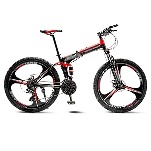 Folding Mountain Bike : LILIS Mountain Bike Folding Bike Mountain Bike Folding Road Bicycle Men's MTB 21 Speed Bikes Wheels For Adult Womens (Color : Red, Size : 24in)