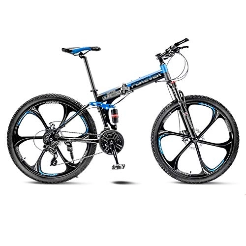 Folding Mountain Bike : LILIS Mountain Bike Folding Bike Mountain Bike Road Bicycle Folding Men's MTB Bikes 21 Speed 24 / 26 Inch Wheels For Adult Womens (Color : Blue, Size : 26in)