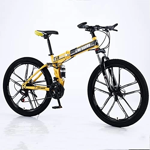 Folding Mountain Bike : LiRuiPengBJ Children's bicycle Folding Mountain Bike Full Suspension 24 Speed ​​Gears Disc Brakes with Shock Absorbers Mountain Bicycle for Men and Women (Color : Style2, Size : 27 speed)