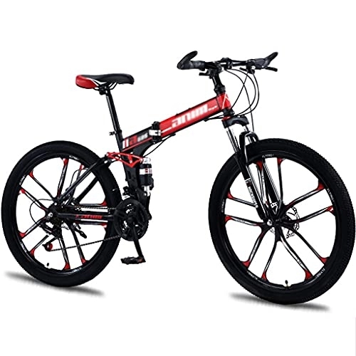 Folding Mountain Bike : LiRuiPengBJ Children's bicycle Folding Mountain Bike Full Suspension 24 Speed ​​Gears Disc Brakes with Shock Absorbers Mountain Bicycle for Men and Women (Color : Style3, Size : 21 speed)
