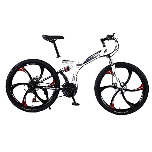 Folding Mountain Bike : LIU Foldable Bicycmountain Bike 24 / 26-inch steel 21 / 24 / 27-speed Bicycles Dual Disc Brakes Road Bikes Racing Bicyc BMX Bik, 26inch, 21speed
