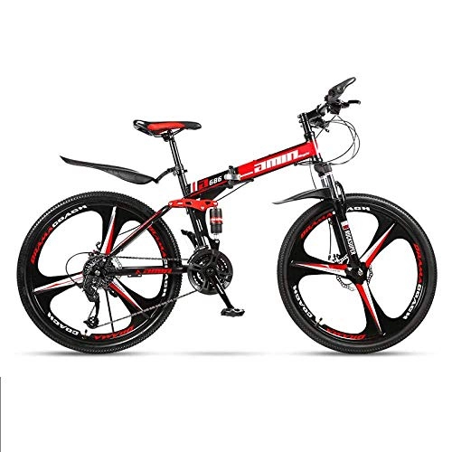 Folding Mountain Bike : Liu Hardtail Mountain Bikes Foldable Bicycle For Adult, High-Carbon Steel All Terrain Alpine Bike 24 / 26 Inches / With 3 Cutter Wheel