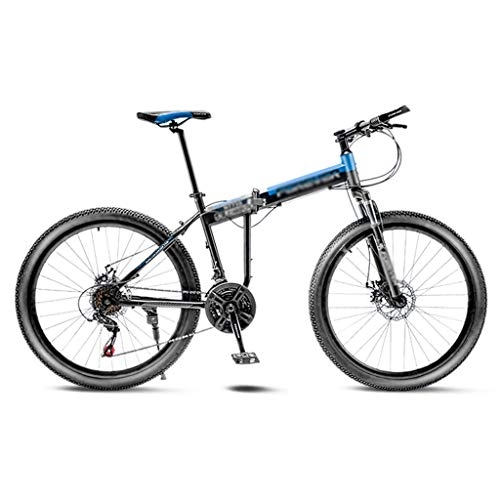 Folding Mountain Bike : LIUCHUNYANSH Off-road Bike Folding Mountain Bicycle Road Bike Men's MTB 21 Speed Bikes Wheels For Adult Womens (Color : Blue, Size : 24in)