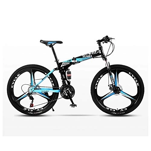 Folding Mountain Bike : LIUCHUNYANSH Off-road Bike Mountain Bicycle Folding Bike Road Men's MTB Bikes 24 Speed Bikes Wheels For Adult Womens (Color : Blue, Size : 26in)